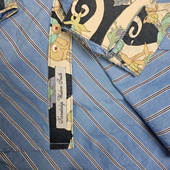 Robert Graham Shirt Men’s Large Multicolor Flip Cuff Preppy Geometric Striped - Picture 7 of 11